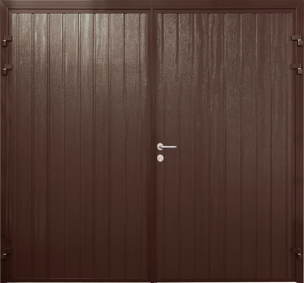 Teckentrup Carteck Side Hinged Standard Ribbed Vertical Woodgrain In Brown