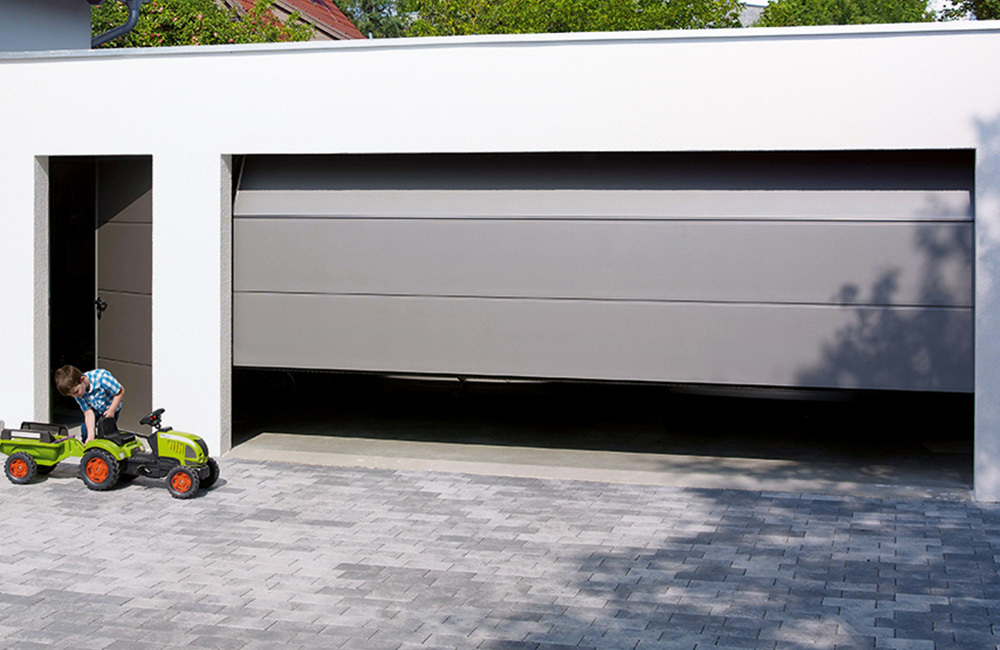 CarTeck Solid Sectional Garage Door - Smooth Light Grey RAL 7035
