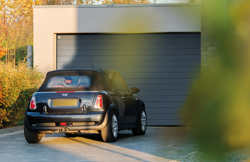 Carteck Insulated Standard Rib Sectional Garage Door - Smooth Window Grey RAL 7040