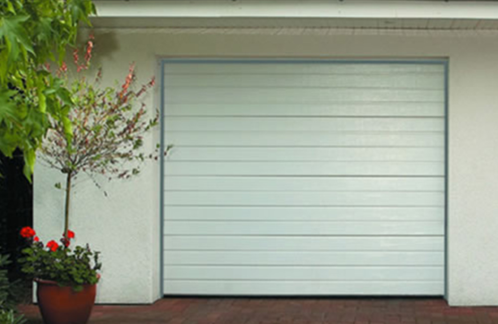 CarTeck Insulated Standard Rib Sectional Garage Door - Woodgrain White RAL 9016