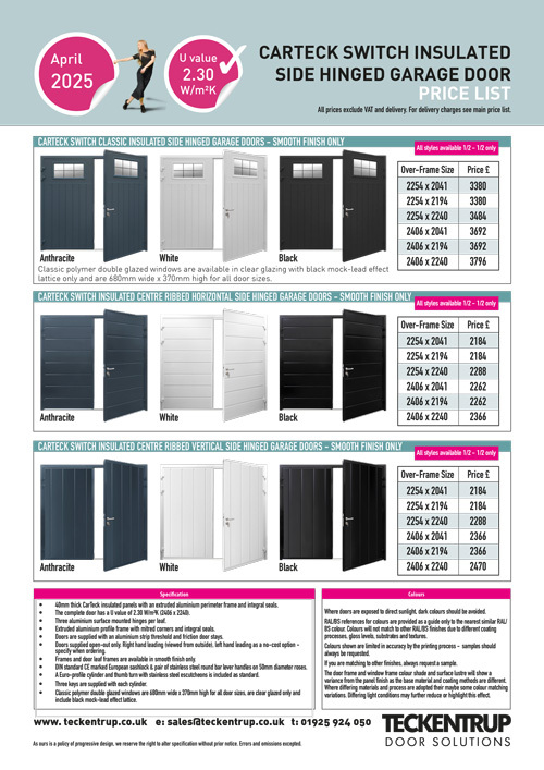 Teckentrup CarTeck Switch Garage Door April 2025 (Price List) cover