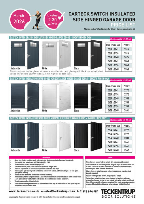 Teckentrup Switch Price List (March 2026) cover