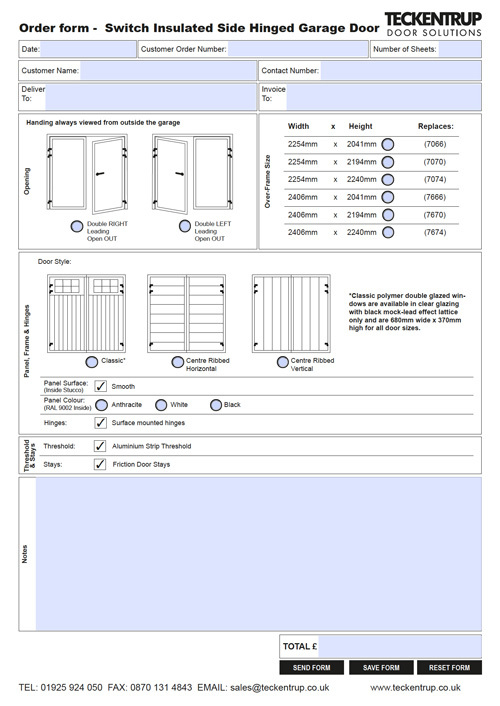 Switch Side Hinged Garage Door (Order Form) cover
