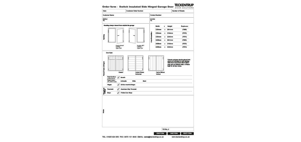 Teckentrup Car Teck Switch Side Hinged Garage Doors Switch Order Form