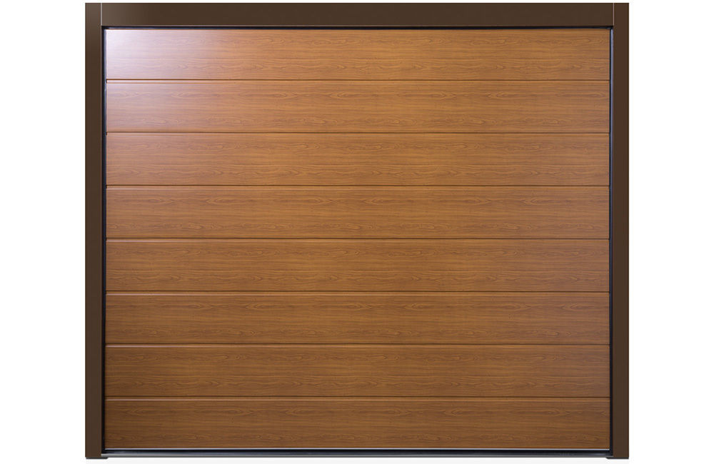 CarTeck Insulated Standard Rib Sectional Garage Door - Wood Effect Golden Oak