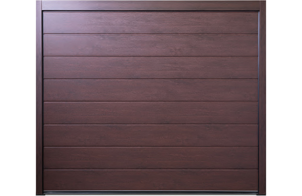 CarTeck Insulated Centre Rib Sectional Garage Door - Wood Effect Rosewood