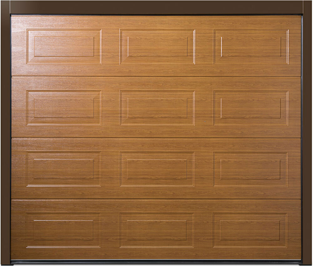 CarTeck Insulated Georgian Sectional Garage Door - Wood Effect Golden Oak