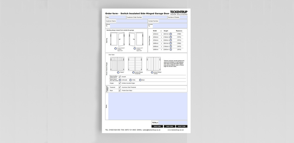 Teckentrup Garage Door Swicth Order Form 2025