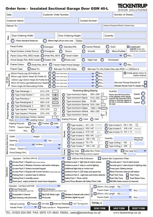 CarTeck Insulated Sectional GSW 40-L (Order Form) cover