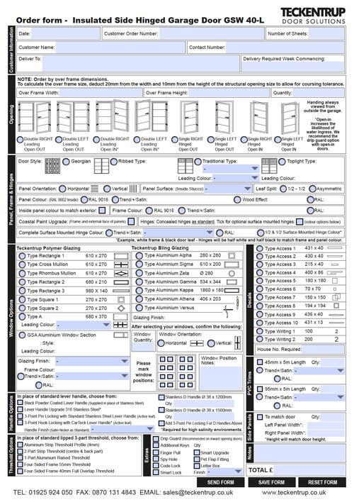 CarTeck Insulated Side Hinged Garage Door (Order Form) cover