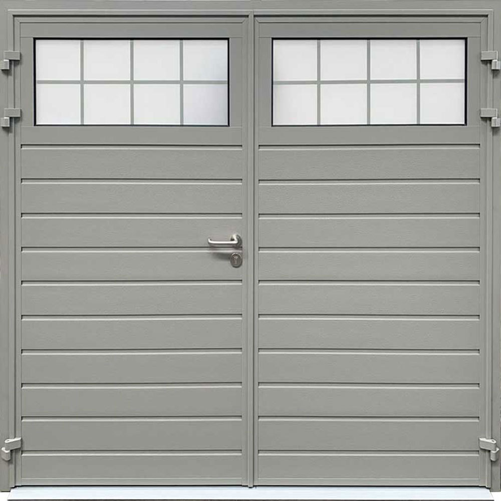CarTeck Traditional Side Hinged Garage Door - Standard Ribbed Horizontal in Grey