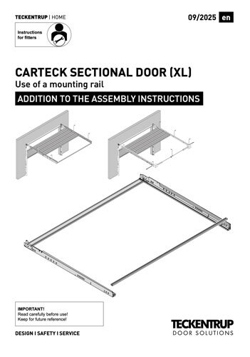 XL Sectional Garage Door - Use of Mounting Rail (Installation Instructions Addition) cover