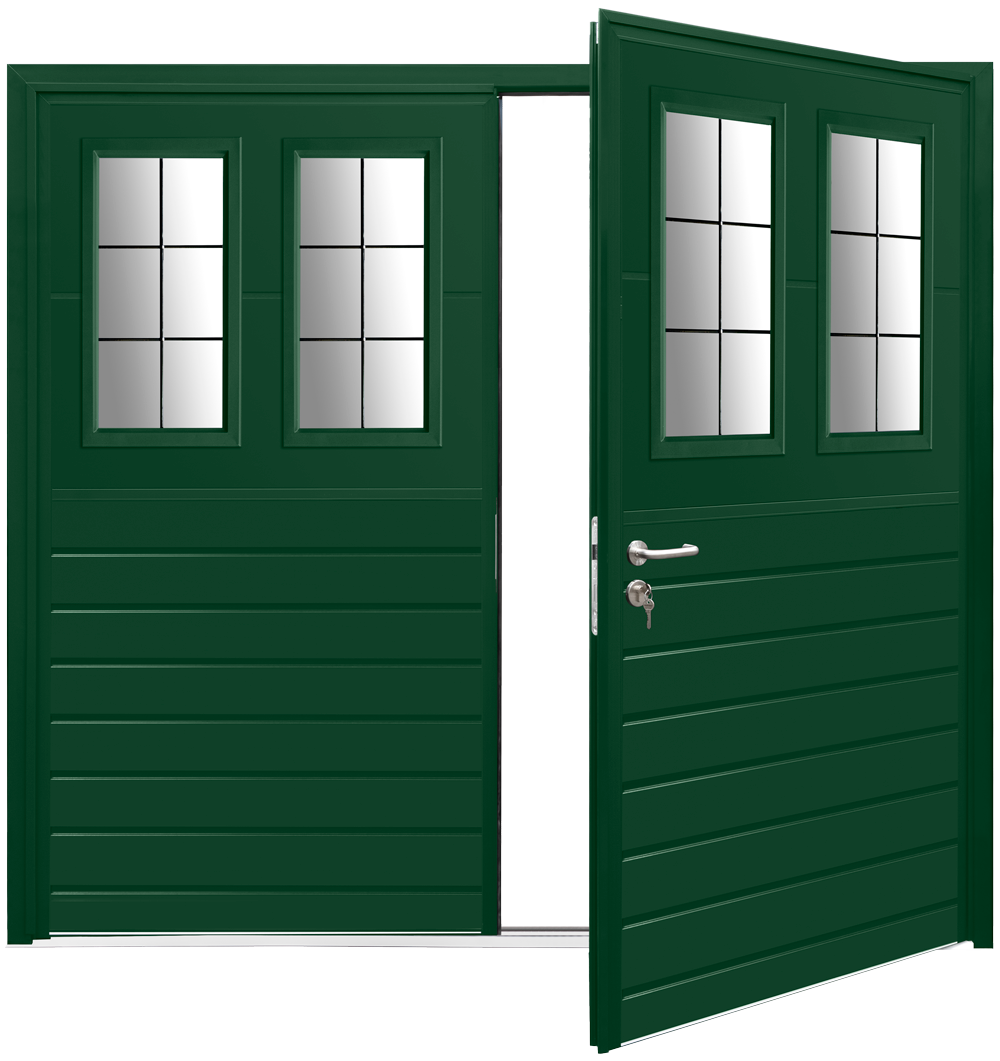 Teckentrup Insulated CarTeck Side Hinged Toplight Standard Ribbed Horizontal - Fir Green RAL 6009