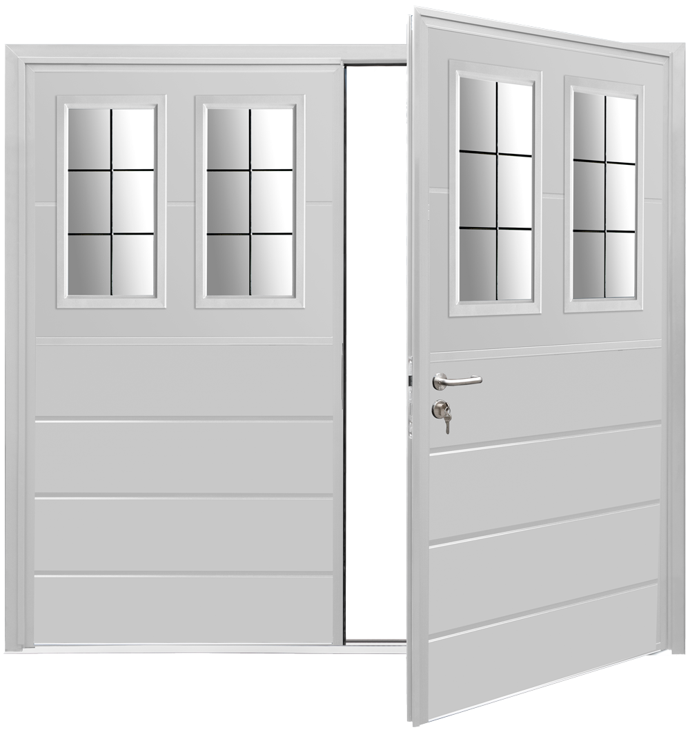 Teckentrup Insulated CarTeck Side Hinged Toplight Centre Ribbed Horizontal - White RAL 9016