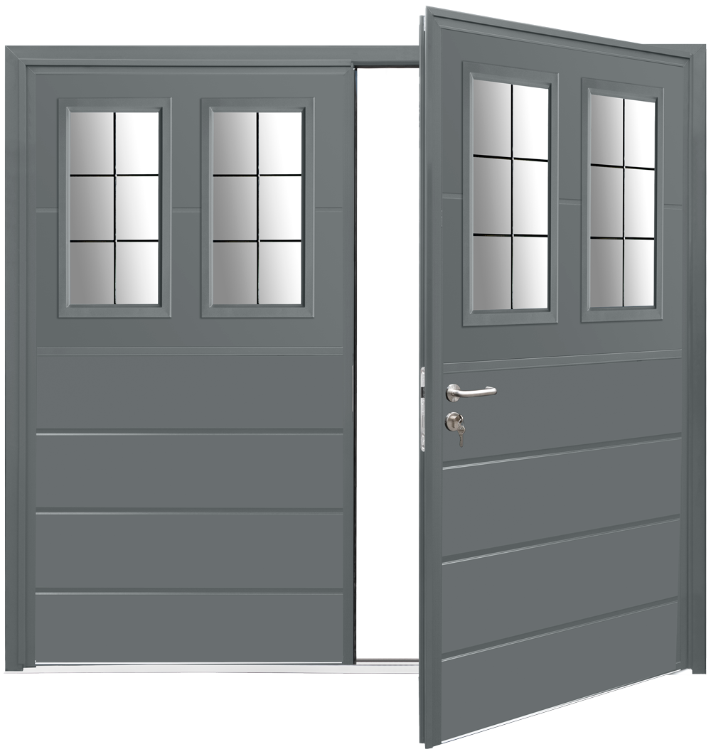 Teckentrup Insulated CarTeck Side Hinged Toplight Centre Ribbed Horizontal - Basalt Grey RAL 7012