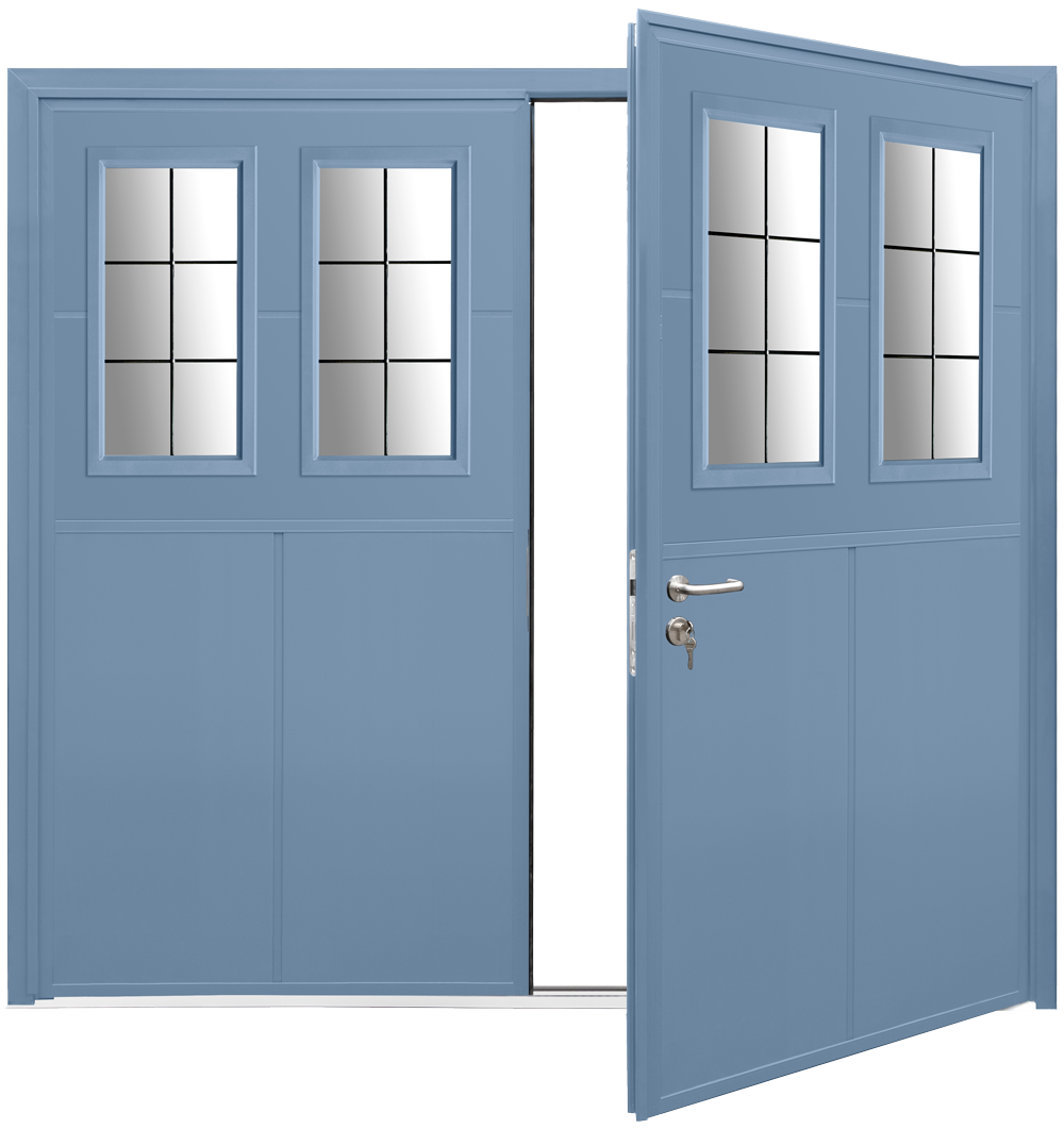 Teckentrup Insulated CarTeck Side Hinged Toplight Solid Vertical - Pigeon Blue RAL 5014