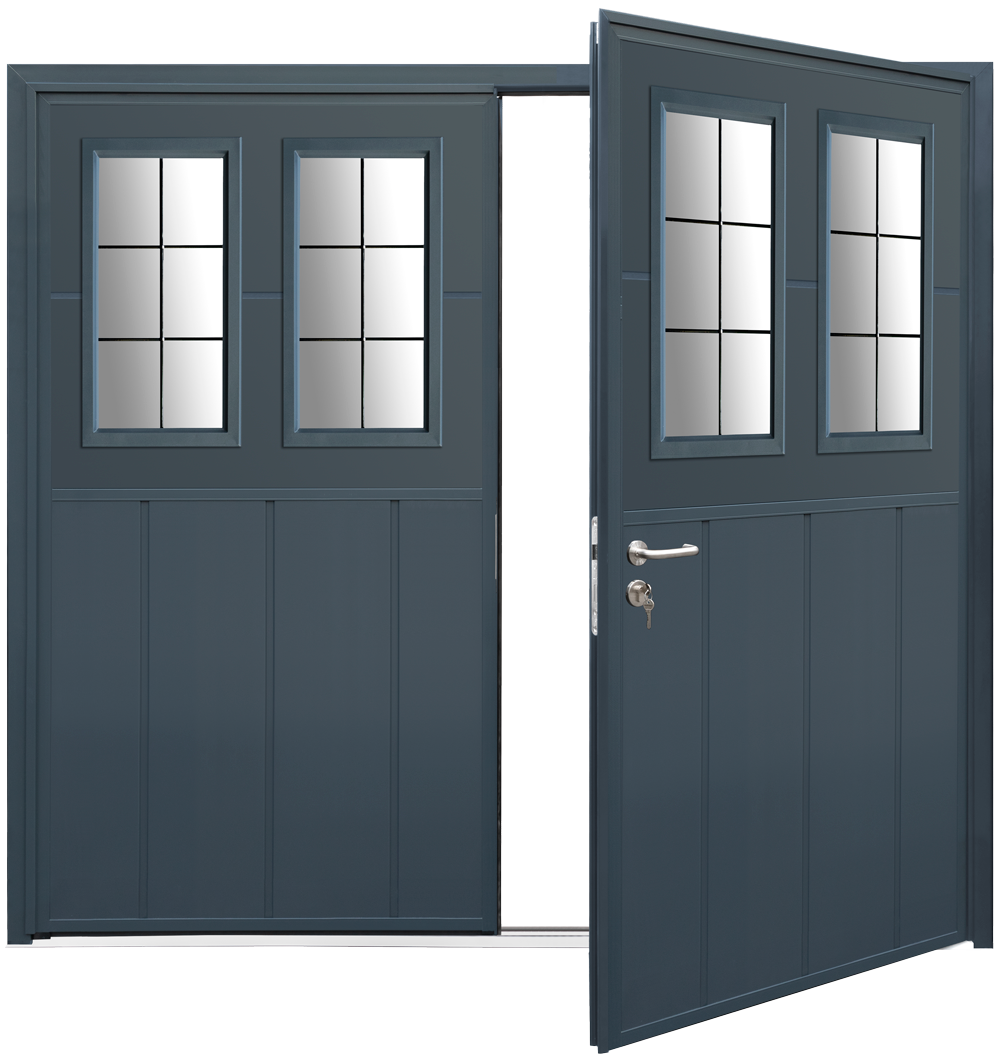Teckentrup Insulated CarTeck Side Hinged Toplight Centre Ribbed Vertical - Anthracite Grey RAL 7016