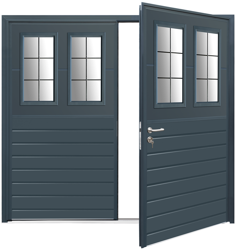 Teckentrup Insulated CarTeck Side Hinged Toplight Standard Ribbed Horizontal - Anthracite Grey RAL 7016
