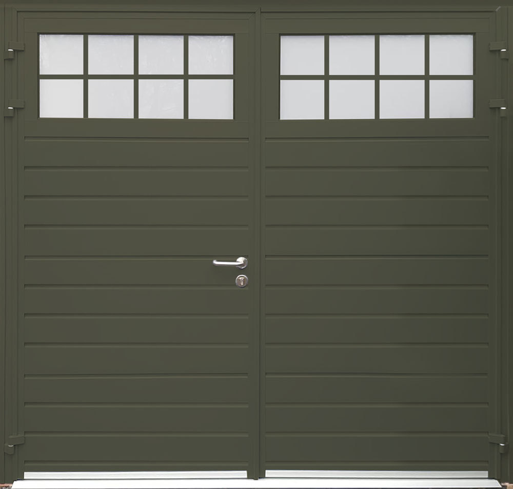 CarTeck Traditional Side Hinged Garage Door - Standard Ribbed Horizontal in Quartz Grey