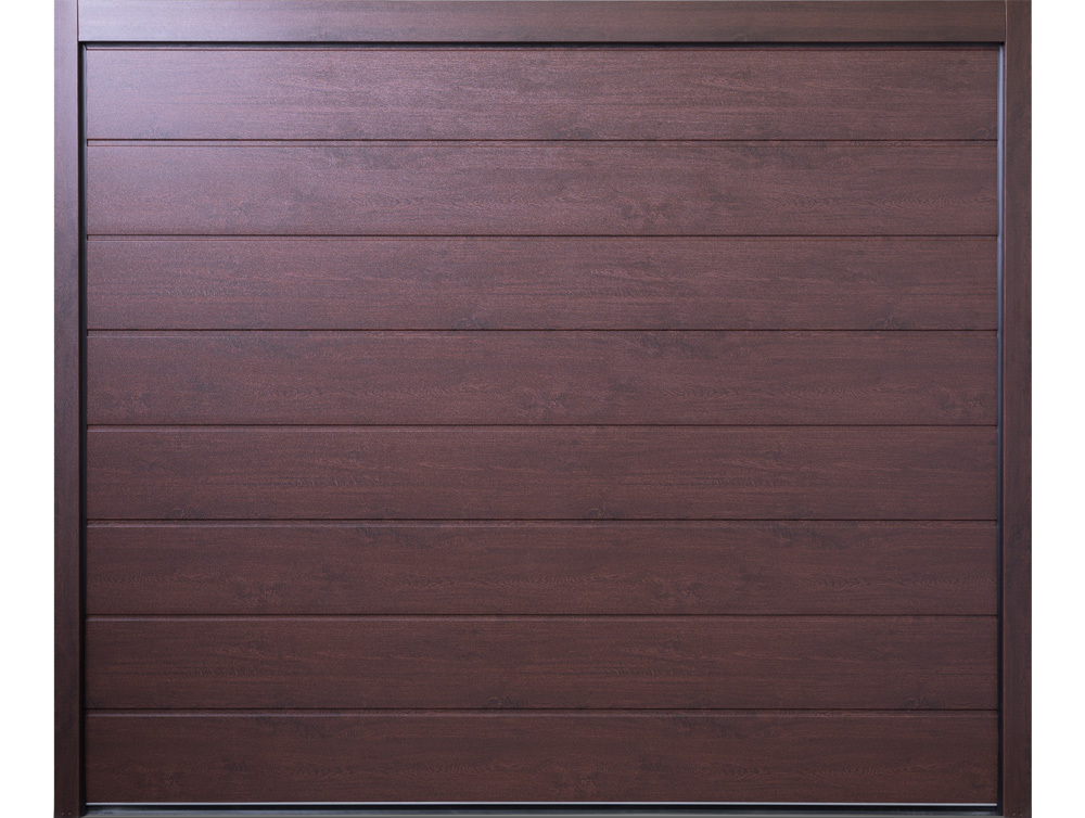 CarTeck Centre Ribbed Sectional Garage Door - Smooth Wood Effect Rosewood