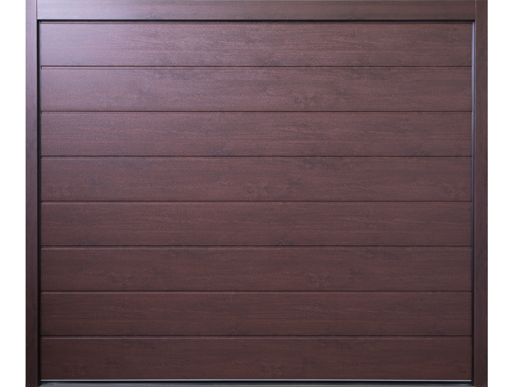 CarTeck Insulated Centre Ribbed Sectional Garage Door - Smooth Wood Effect Rosewood