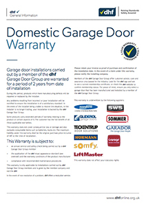 DHF Domestic Garage Door Warranty cover