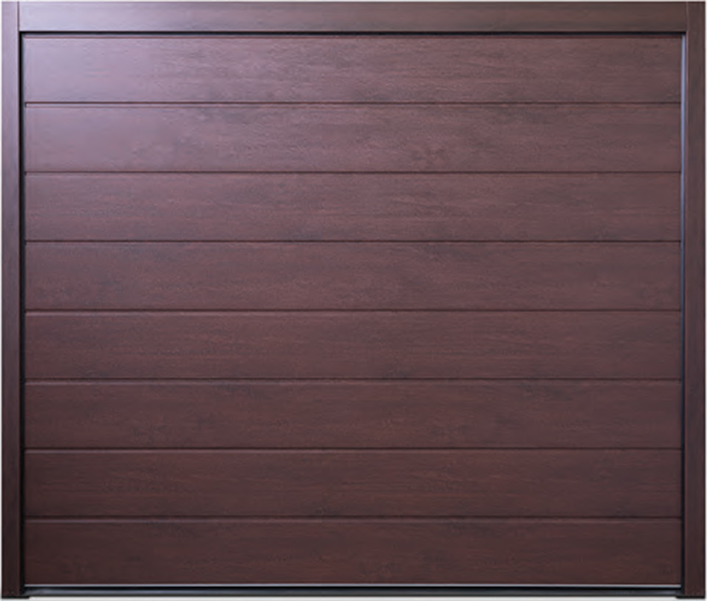 CarTeck Centre Rib Sectional Garage Door - Wood Effect Rosewood