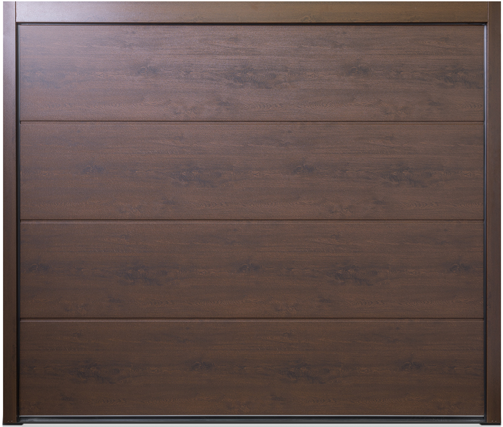 Carteck Solid Sectional Garage Door - Smooth Wood Effect Night Oak