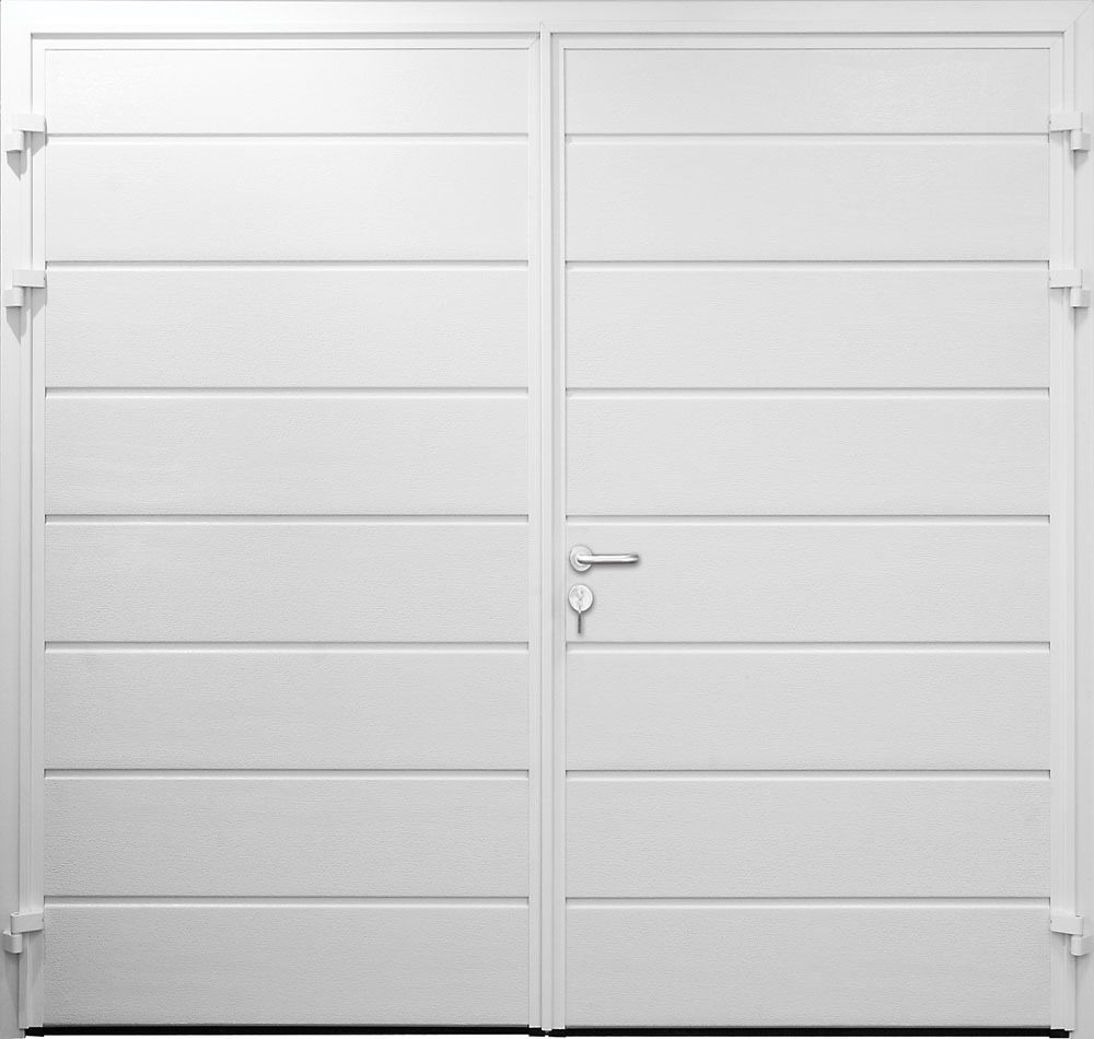 CarTeck Centre Ribbed Side Hinged Garage Door - Horizontal