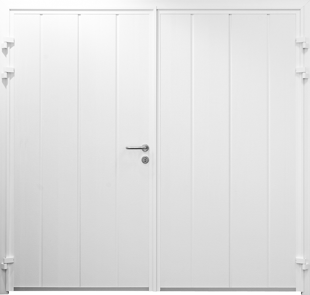 CarTeck Centre Ribbed Side Hinged Garage Door - Vertical