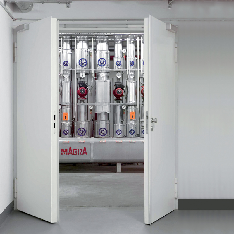 Double Steel Acoustic Soundproofing Doors At The Entrance To A Valve Room